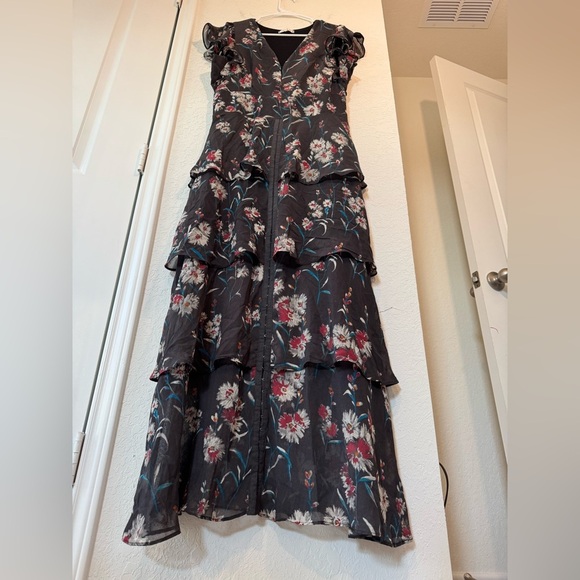 Willow & Clay Delilah Maxi Floral Hook and Eye Ruffle Dress Womens Size Large - Picture 4 of 9